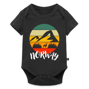 Norwegian Forest Deer Retro Norway Nature - Baby Premium short-sleeve bodysuit - black - Front