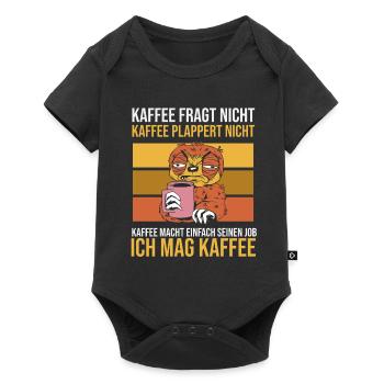 Faultier: Kaffee fragt nicht und plappert nicht - Baby Premium Kurzarmbody - Schwarz - Vorne