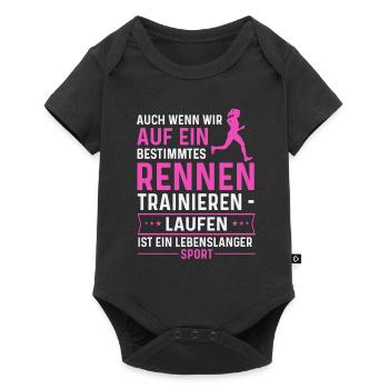 Frauensport: Laufen, lebenslanger Sport - Baby Premium Kurzarmbody - Schwarz - Vorne
