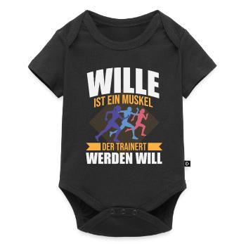 Wille: Ein Muskel, der Training braucht - Baby Premium Kurzarmbody - Schwarz - Vorne