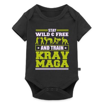 Restez sauvage et libre et entraînez le Krav Maga - Body à manches courtes Premium Bébé - noir - Devant