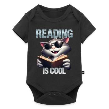 Reading is cool cat - Baby Premium short-sleeve bodysuit - black - Front