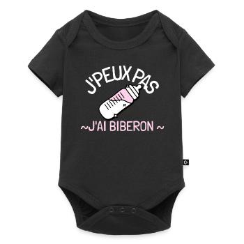 J'peux pas j'ai biberon. Humour bébé - Body à manches courtes Premium Bébé - noir - Devant