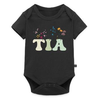 Tia Funny Women Wildflower Floral Design Tia - Body à manches courtes Premium Bébé - noir - Devant