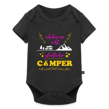 Camping Real Happy Camper Gift Wife - Baby Premium short-sleeve bodysuit - black - Front