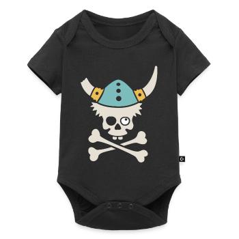Totenkopf mit Wikingerhelm - Baby Premium Kurzarmbody - Schwarz - Vorne