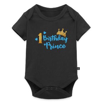Anniversaire du Prince 1er anniversaire garçon garçon cadeau - Body à manches courtes Premium Bébé - noir - Devant