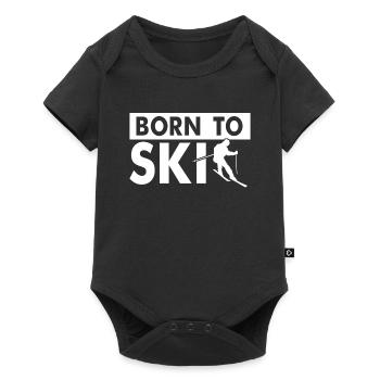 Born To Ski T-Shirt & Geschenk - Baby Premium Kurzarmbody - Schwarz - Vorne