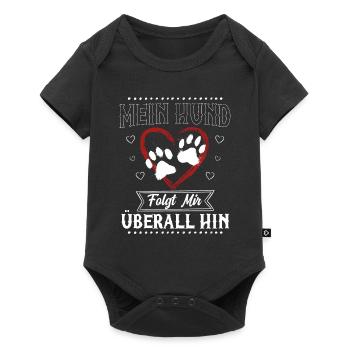 My dog follows me everywhere - Baby Premium short-sleeve bodysuit - black - Front