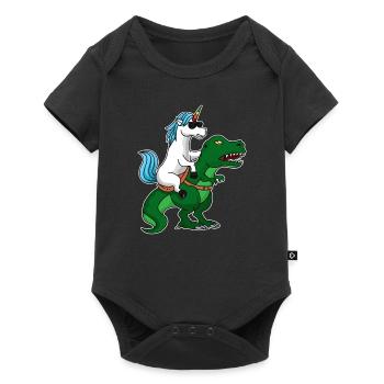 Party unicorn rides on T-Rex dinosaur - Baby Premium short-sleeve bodysuit - black - Front