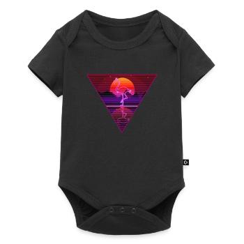 Retro Neon Flamingo Party Années 80 Années 90 Vintage Disco - Body à manches courtes Premium Bébé - noir - Devant
