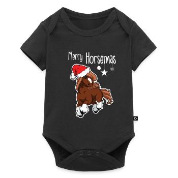 Cheval de joyeux Noël - Amant d'équitation de poney - Body à manches courtes Premium Bébé - noir - Devant