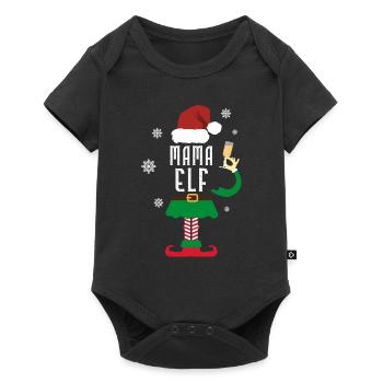Mama Elf - Baby Premium Kurzarmbody - Schwarz - Vorne