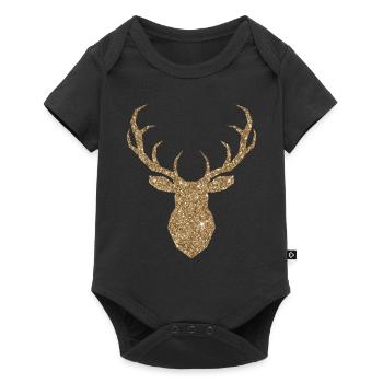 Tête de cerf d'or - Body à manches courtes Premium Bébé - noir - Devant