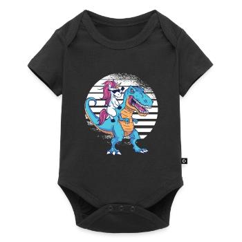 Licorne sur Dino T-Shirt Cadeau Dinosaure Trex - Body à manches courtes Premium Bébé - noir - Devant