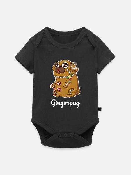 Mops Lebkuchen Weihnachten Lustiger Hund - Baby Premium Kurzarmbody - Schwarz