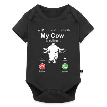 Ma vache appelle le t-shirt animalier - Body à manches courtes Premium Bébé - noir - Devant