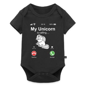 Unicorn fait appel à un cadeau arc-en-ciel - Body à manches courtes Premium Bébé - noir - Devant