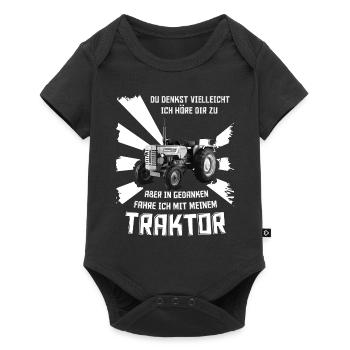 In Gedanken fahre ich meinen Traktor - Baby Premium Kurzarmbody - Schwarz - Vorne