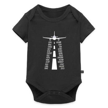 Pilot alphabet pilot airplane - Baby Premium short-sleeve bodysuit - black - Front