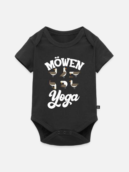Möwen Yoga lustiges Geschenk für Norddeutschen - Baby Premium Kurzarmbody - Schwarz