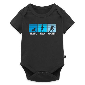 Hockey Evolution, Krabbeln, Laufen, Hockey - Baby Premium Kurzarmbody - Schwarz - Vorne