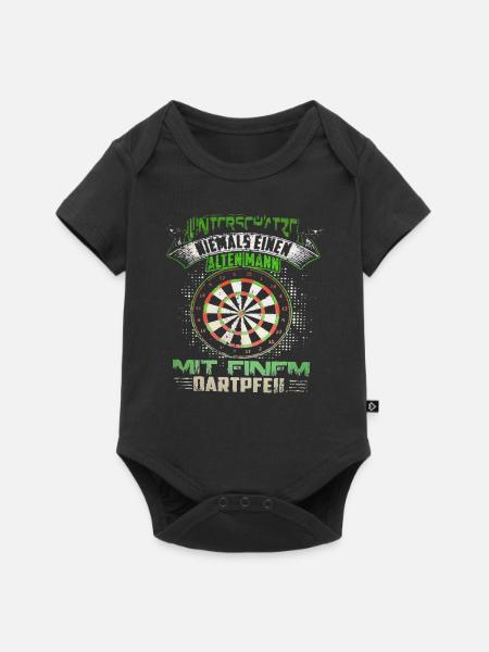 Unterschätze nie einen alten Mann Dart Spruch - Baby Premium Kurzarmbody - Schwarz