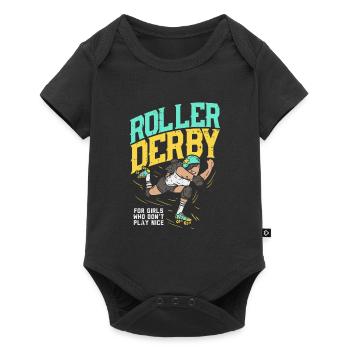 Rollerskating Derby Geschenk Rollschuh Sport retro - Baby Premium Kurzarmbody - Schwarz - Vorne