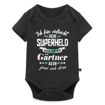 Superheld Gärtner - Baby Premium Kurzarmbody - Schwarz - Vorne