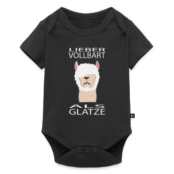 Alpaka - Lieber Vollbart als Glatze - Baby Premium Kurzarmbody - Schwarz - Vorne