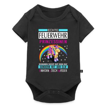 Firefighter woman unicorn saying gift - Baby Premium short-sleeve bodysuit - black - Front