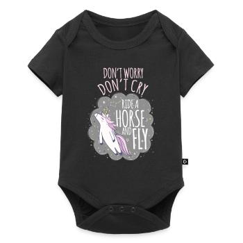 Ne t'inquiète pas, ne pleure pas, monte à cheval et vole - Body à manches courtes Premium Bébé - noir - Devant