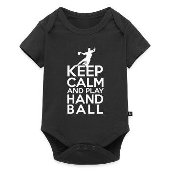 Restez calme Restez calme et jouez au handball - Body à manches courtes Premium Bébé - noir - Devant