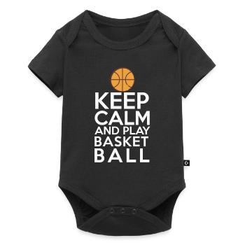 Restez calme Restez calme et jouez au basket - Body à manches courtes Premium Bébé - noir - Devant