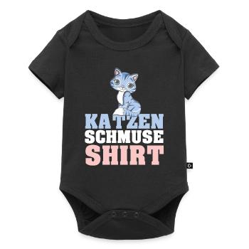 Katzen Schmuse Shirt Katze kuscheln streicheln Kat - Baby Premium Kurzarmbody - Schwarz - Vorne