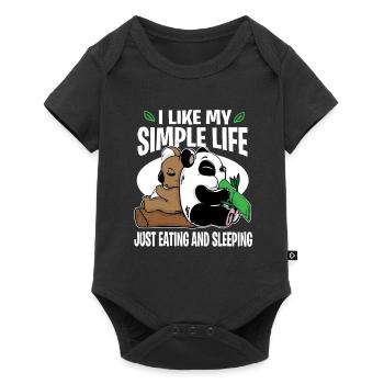 Panda Koala Bär Faul Schlafen Essen Couch Geschenk - Baby Premium Kurzarmbody - Schwarz - Vorne
