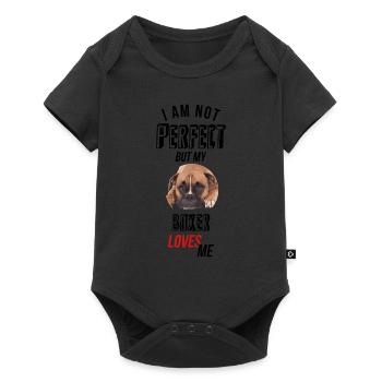 Je ne suis pas parfait, mais mon boxeur m'aime! - Body à manches courtes Premium Bébé - noir - Devant
