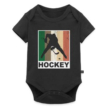 Retro Vintage Eishocke Spieler - Baby Premium Kurzarmbody - Schwarz - Vorne