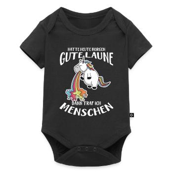 Kotzendes Einhorn lustiger Spruch Geschenk - Baby Premium Kurzarmbody - Schwarz - Vorne