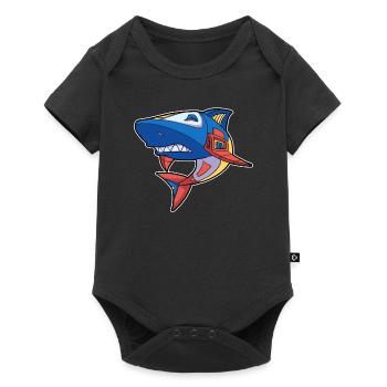 Robot shark shark predator - Baby Premium short-sleeve bodysuit - black - Front