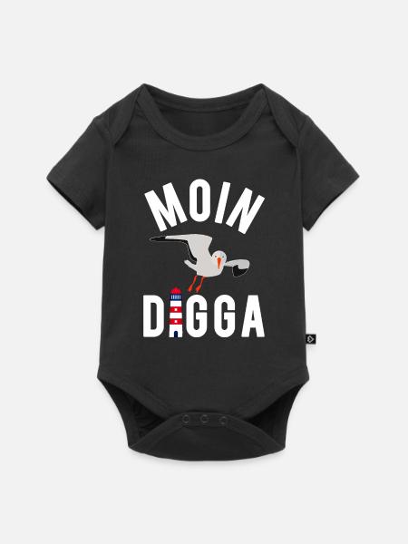 Moin Digga Hamburg Moewe Leuchtturm Geschenk - Baby Premium Kurzarmbody - Schwarz