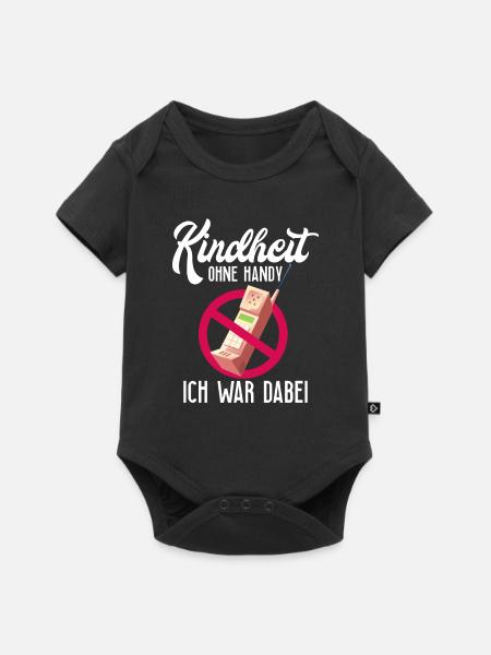 Kindheit ohne Handy - Smartphone, Telefon - Baby Premium Kurzarmbody - Schwarz