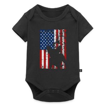 Bouledogue Français USA Drapeau Amour Cadeau - Body à manches courtes Premium Bébé - noir - Devant