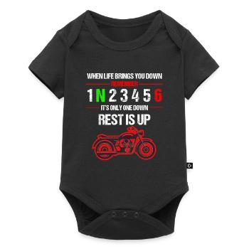 Only one down - Motocross, Enduro, Biker, Motorcycle - Baby Premium short-sleeve bodysuit - black - Front
