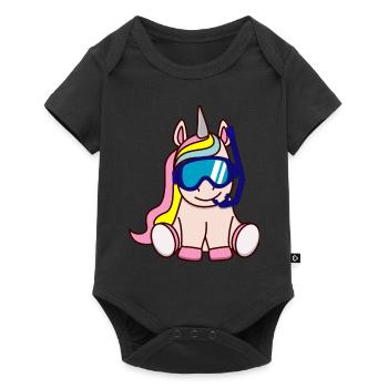Taucher Einhorn Geschenkidee Geschenk - Baby Premium short-sleeve bodysuit - black - Front