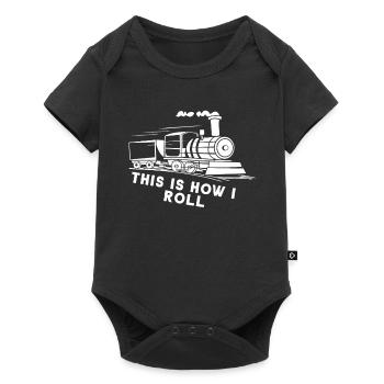 Zug Fahren Eisenbahn Lokomotive Bahnhof Geschenk - Baby Premium short-sleeve bodysuit - black - Front