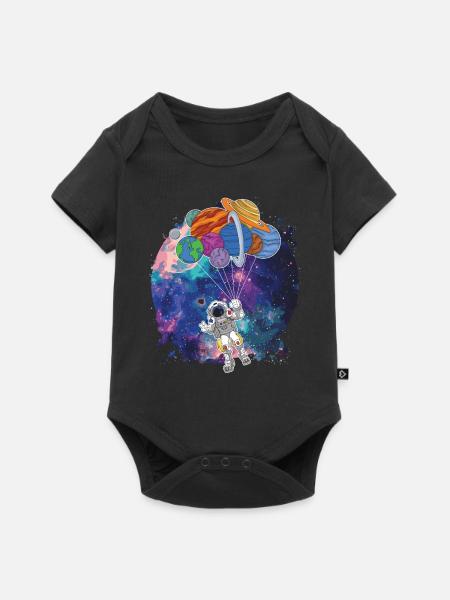 Süßer Astronaut Planeten Luftballons im Weltraum - Baby Premium Kurzarmbody - Schwarz