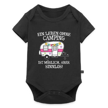 A life without camping is possible but meaningless - Baby Premium short-sleeve bodysuit - black - Front