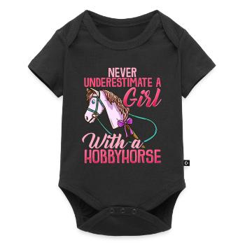 Hobbyhorse fille t-shirt équitation drôle - Body à manches courtes Premium Bébé - noir - Devant