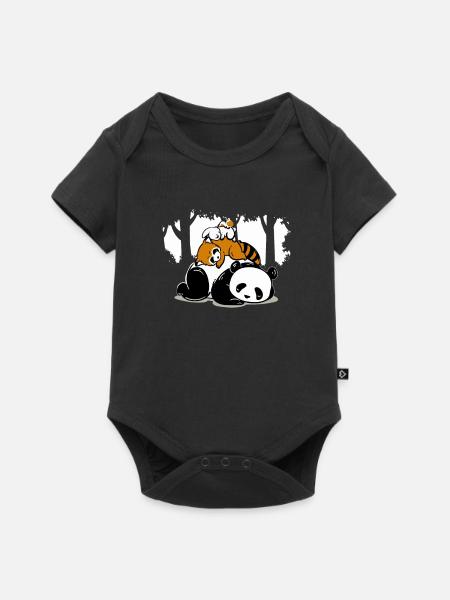 Panda Koala Bear Bunny Lazy Sleeping Couch Gift - Body Premium a maniche corte per neonati - nero